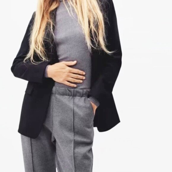 Everlane The Dream Pant Pull On Tailored Trouser Heathered Charcoal Gray Sz M - Picture 3 of 5